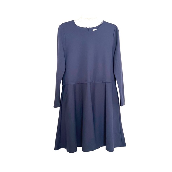 Cuyana Dresses & Skirts - Cuyana Drop Waist Dress Medium MD Navy Blue Heavyweight Ponte Knit Fit Flare